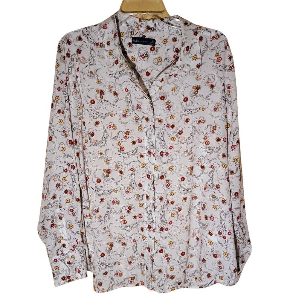 Womens Floral top, Button-Up shirt, button down shirt, work top, plus size top,